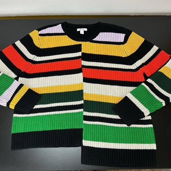 Nine West Stripe Asymmetrical Hem Knitted Sweater L Soft Comfortable Casual - Picture 3 of 11